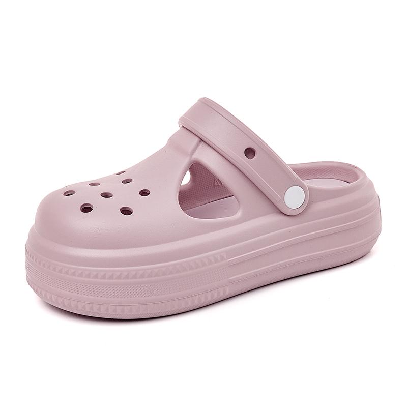 Fashion Closed Toe Thick Platform Slippers Women 2025 Summer Non Slip Soft Sole Beach Sandals Woman Hollow Out Slides Female