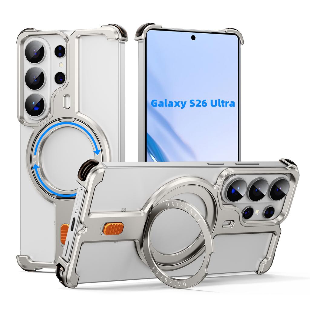 Eary pro pouzdro na telefon Samsung Galaxy S26 Ultra Kovové s 360° otočným magnetickým stojánkem Bezrámový kryt Ochrana displeje Nárazuvzdorné