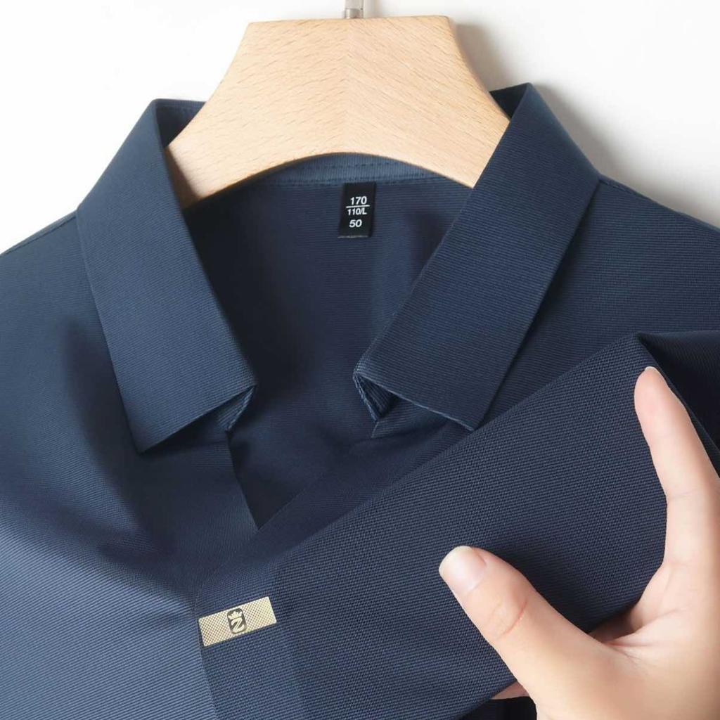 STORN New Men's Casual and Fashionable Solid Color Short Sleeved Polo Shirt Comfortable and Versatile Summer T-shirt