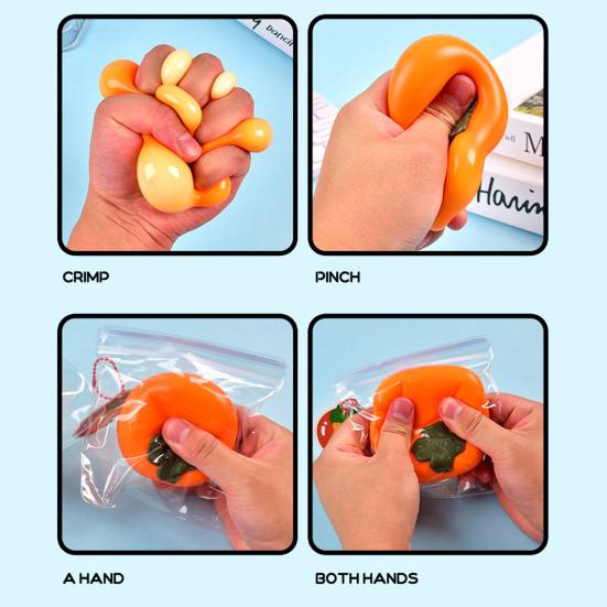 Simulation Persimmon Squeeze Toy Slow Rising Stress Relief Realistic Persimmon Squeeze Toy Soft Stretchy Fake Fruit Decompression Toy