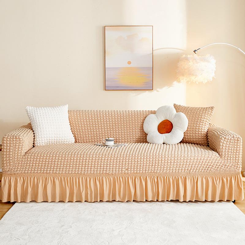 Romantic Seersucker Elastic Sofa Cover Adjustable High Stretch Slipcover Furniture Protector For Living Room Bedroom Home Decor
