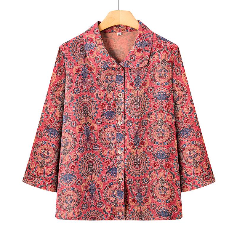 

Summer Nine-Quarter Sleeve Loose Top for Women, Perfect for Mom and Grandma 5XL [73-80 kg] червоний