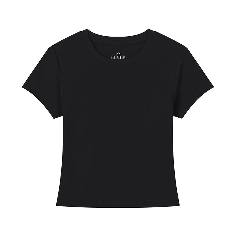 Solid Color Short-sleeved T-shirt for Women's New Inner Round Neck Bottoming Shirt Versatile and Slim