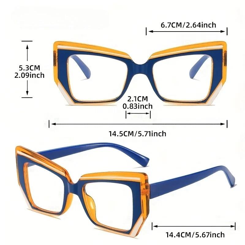 Modne okulary do prezbiopii z dużymi oprawkami typu kocie oko i soczewkami o ultra wysokiej rozdzielczości, blokujące niebieskie światło i chroniące oczy