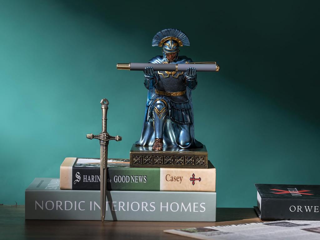 HDMbigmi Centurion Cloak Warrior Knight Pen Holder, Cell Phone Stand, Desk Organizer Accessories, Gift for Office or Home (Blue)