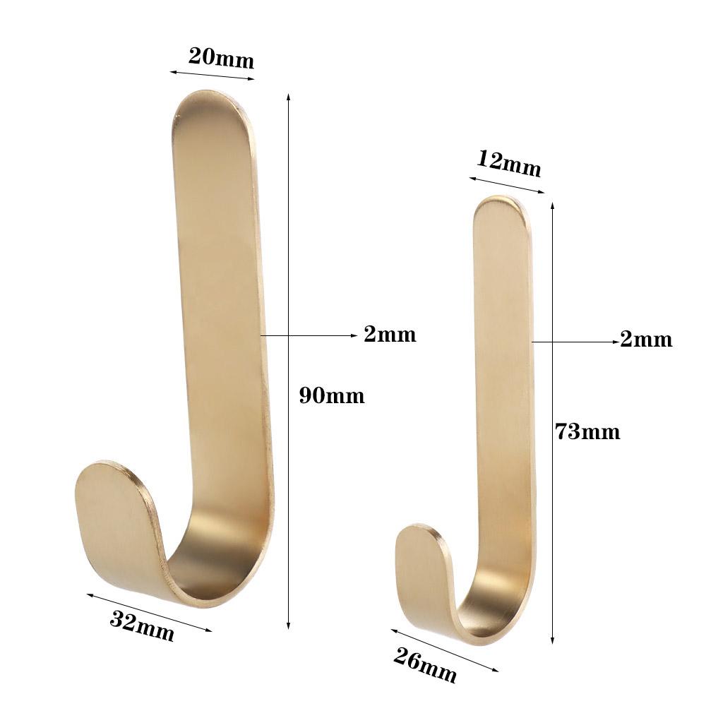 J Shaped Key Holder Gold Coat Hook Punch-free Furniture Hardware  for Kitchen Bathroom
