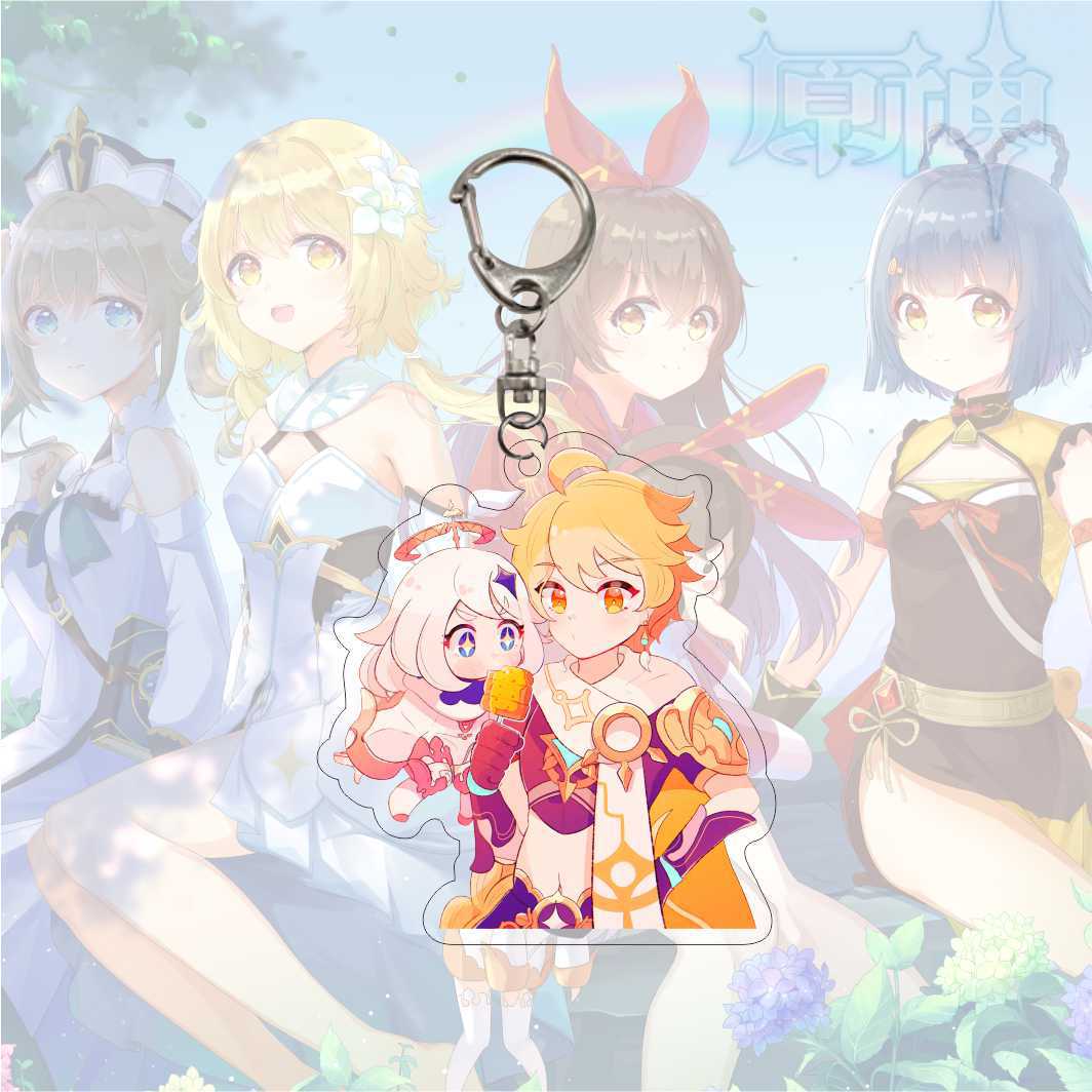 

Брелок для ключей с рисунком аниме Genshin Impact, акриловый двухсторонний прозрачный брелок для ключей, аксессуары, ювелирные изделия для фанатов, подарки 6CM