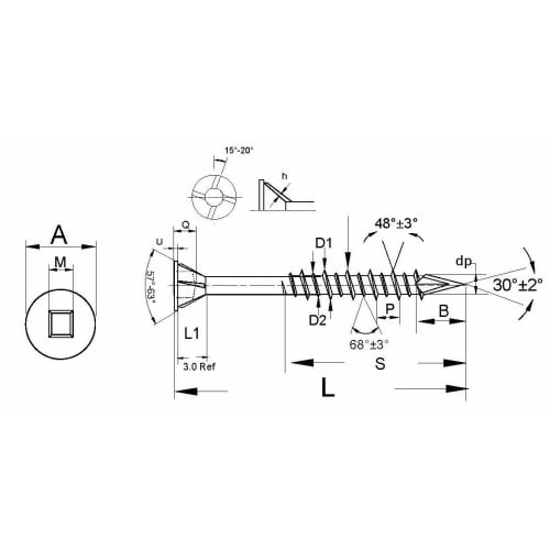 Ikitsuka Stainless Steel Wood Deck Screws, SUS410, 4.5mm x 45mm, Approximately 300 Screws per Box