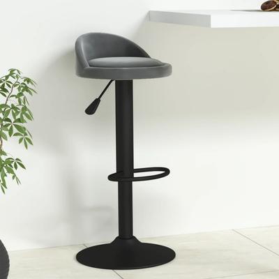 Vidaxl Bar Stool, Dark Grey, Upholstered In Velvet