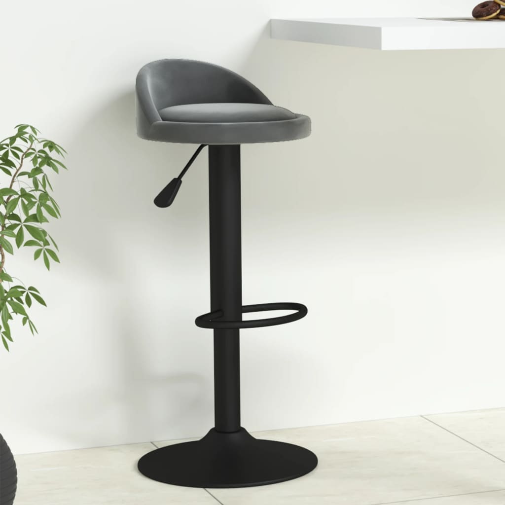 Vidaxl Bar Stool, Dark Grey, Upholstered In Velvet