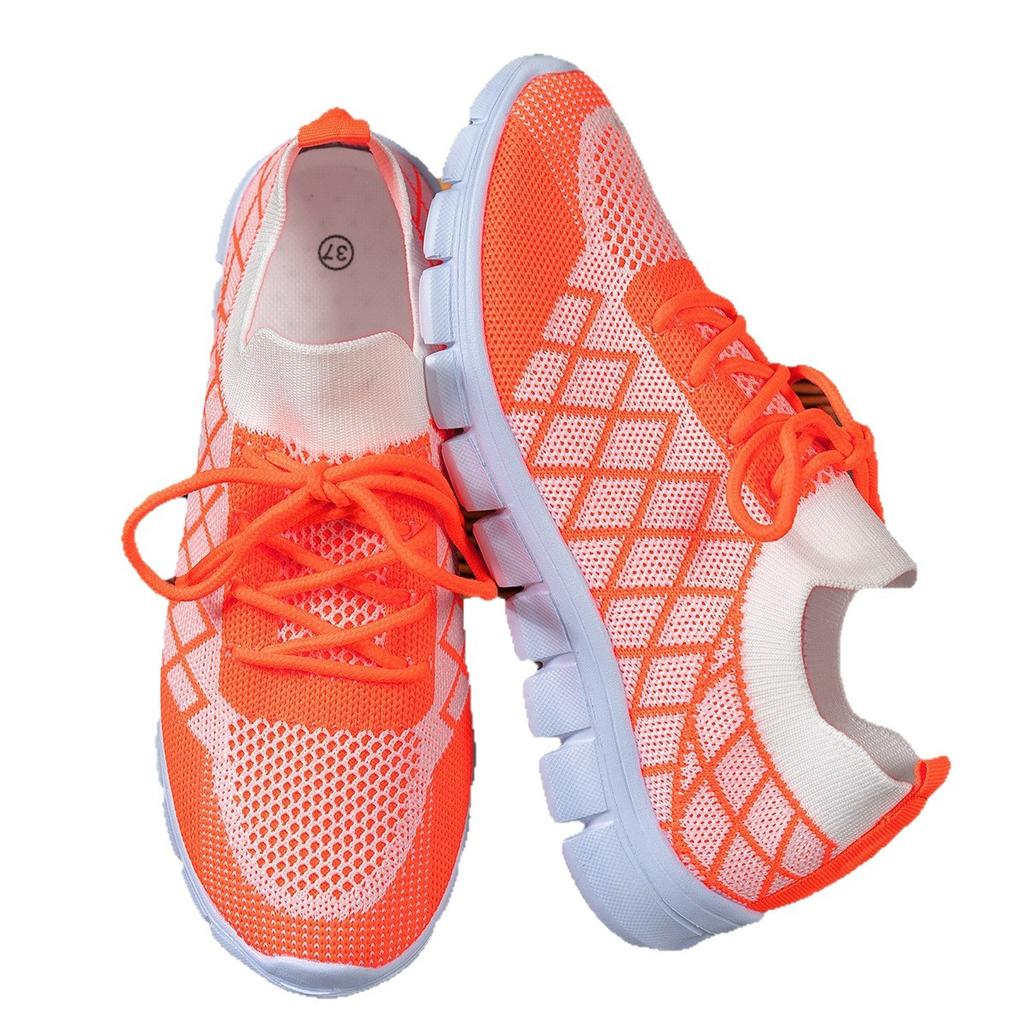 Summer Fly-Woven Breathable Color Matching Large Size Sports And Leisure Shoes Platform Front Lace-Up Running Shoes