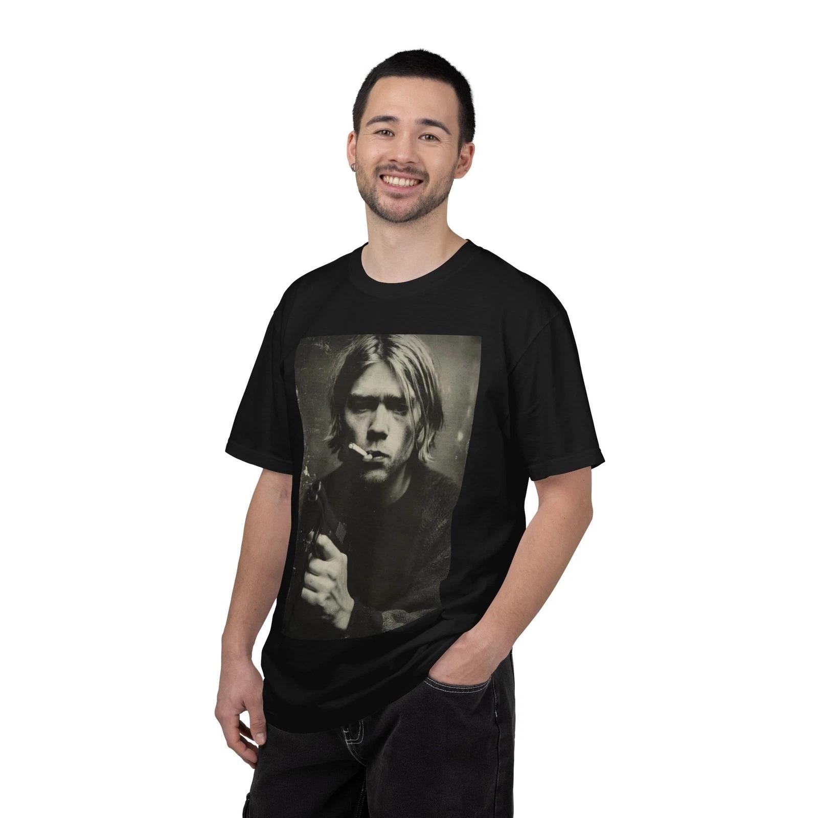 Kurt Cobain - Grunge Portrait, T-Shirt | Band Logo Back M