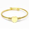 Steel Wire Punk Bracelet with Peach Heart Charm - Available In Gold, Rose Gold, and Steel. Korean Style.