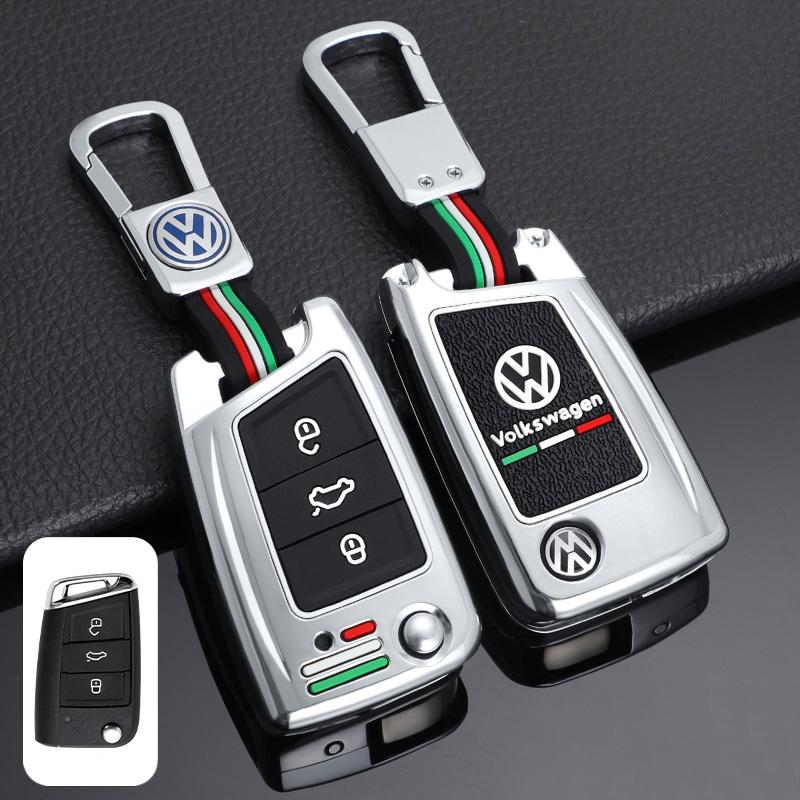 

For VW Zinc Alloy Silica gel Car Flip Key Case Full Cover Fob Shell For VW Volkswagen Golf 7 MK7 Tiguan MK2 Auto Keychain Acce