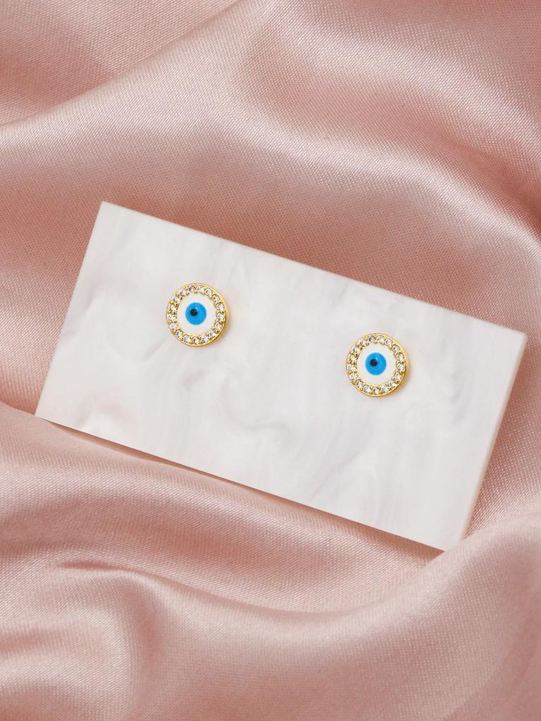 1 Paar Türkei Beliebte Blaue Böse Blick Ohrstecker Luxus Zirkonia Eingelegt Herren Damen Kupfer Schmuck