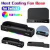 RGB Cooling Fan for Switch 2 Host Heat Dissipation Base Wall Hanging Bracket 3 Gears Wind Speed Rapid Cooling NGC/HUB Expansion