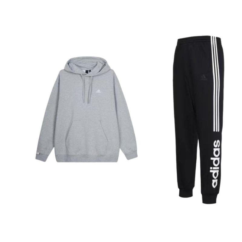 

Adidas Флисовый спортивный повседневный свитер с капюшоном и длинным рукавом, удобные эластичные брюки для активного отдыха, комплект свитшота для мужчин GD5473+IV7586 L