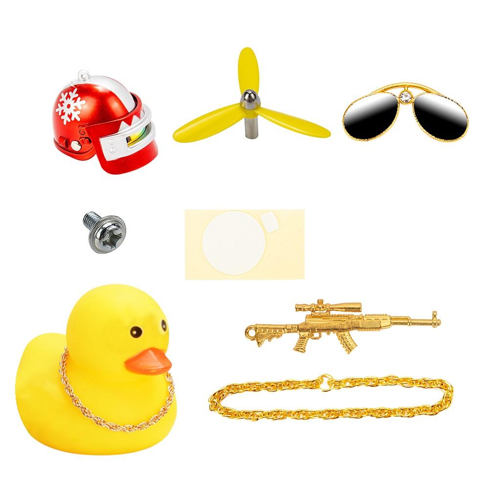 Cool Armed Duck In The Car Interior Decoration Yellow Duck with Helmet for Bike Motor Without Lights Car Accessories
