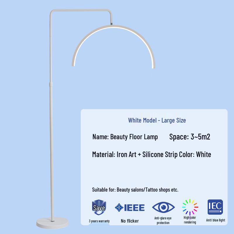 Beauty Light U-Shaped Floor Lamp: Super Bright, Eye-Protective Lighting for Eyelash Extensions, Manicures, Tattoos, Freckle and Acne Treatments.