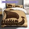 Viking Longship Pattern Bedding Home Decoration Birthday Gift (1 * duvet cover + 2 * pillowcase, without core)