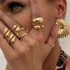 European and American Simple Water Drop Glossy Open Ring Set Women's Fashion Personalized Alloy Ring Trend Jewelry