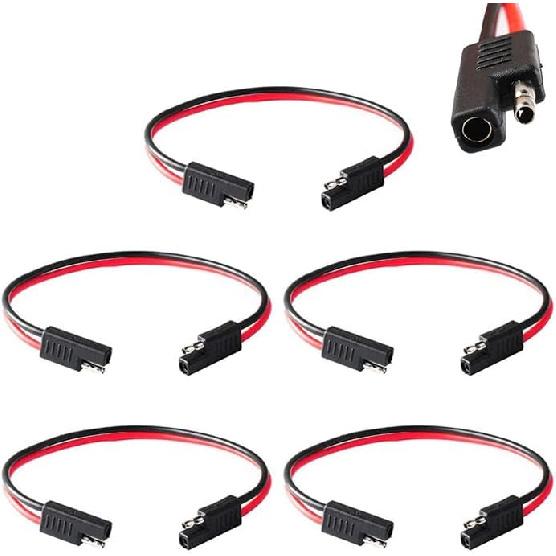 Wadoy 2 Pin Quick Disconnect Wire Harness SAE Connector 14 Gauge Heavy Duty Hight Capacity Battery Cable 10'' Leads(5 Pack)