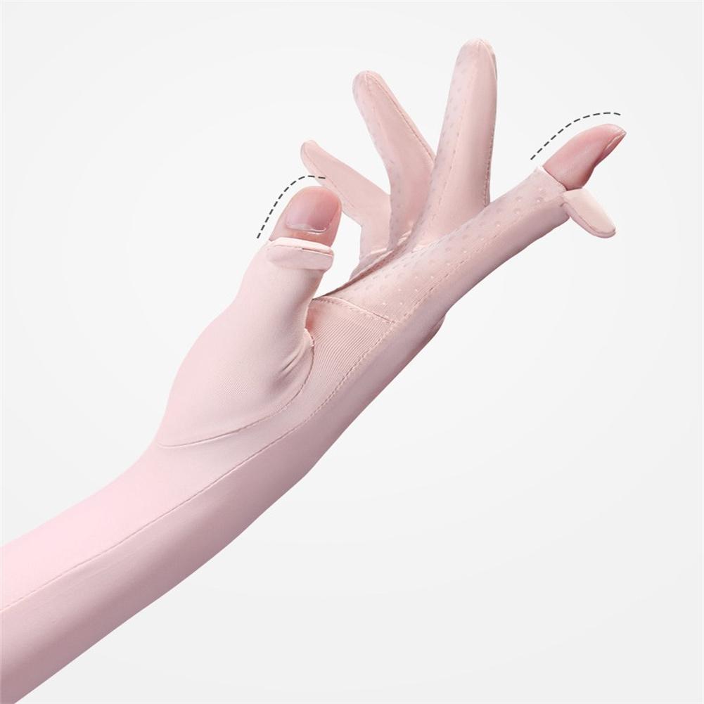 1 Pair Sunscreen  Gloves Summer Ice Silk Outdoor Cycling Non-slip Breathable Long Sunshade Sleeves