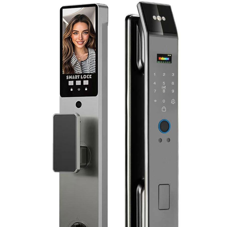 Smart Lock: Fully Automatic Fingerprint & 3D Facial Recognition with Video Intercom & Password Entry for Room Doors