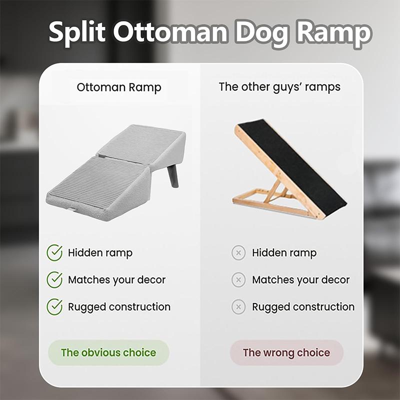 Large Pet Steps, 13.8" High, Lightweight and Foldable, Split Ottoman Design Dog Ramp for Beds and Couches