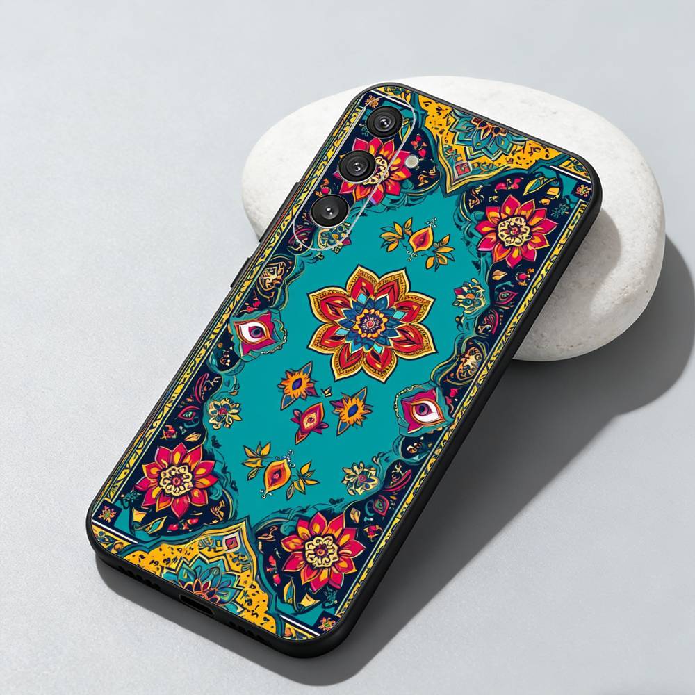 

Persian Carpet Floral Pattern Phone Case For Samsung Galaxy A73,A72,A71,A70,A52,A51 Others Soft Black Cover Samsung a30 a20