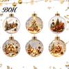 Light Up Holiday Baubles Lighted Christmas Ball Ornaments, 3D Miniature Scene Hanging with Warm LED Xmas Garland Decor Light, Clear Acrylic