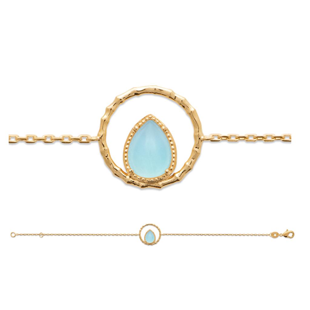 Les Trésors De Lily [R3956] - Gold Plated Bracelet 'Cléopatra' Blue Agate Gold - 14x14 Mm