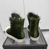 Ro Classic Men Shoe Army Green Horse Hair Casual Sneaker Women High Top Shoes Army Green Horsehair Boots Zipper Ankle Boot