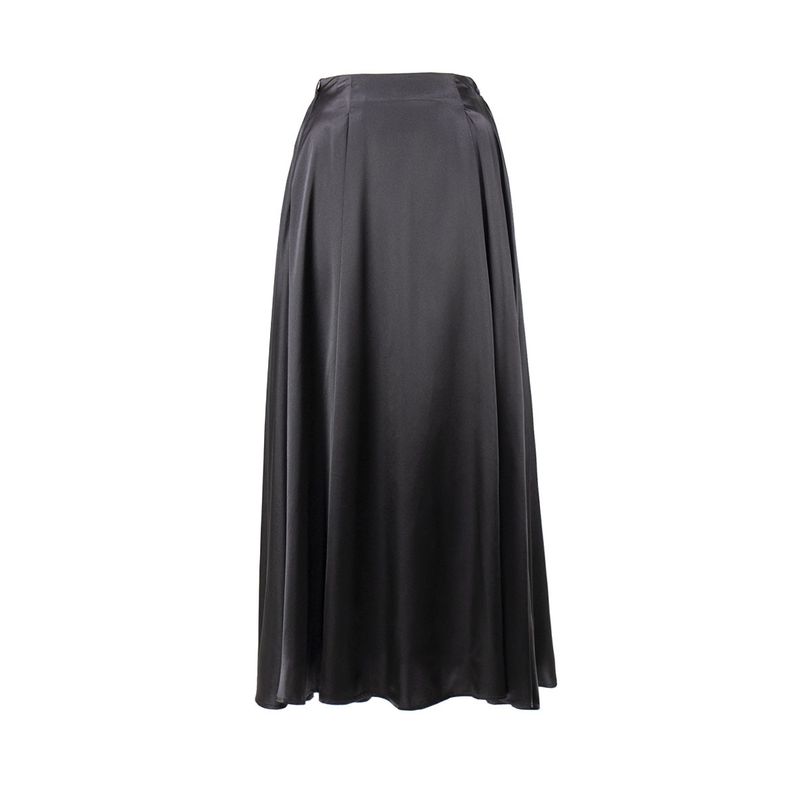 Solid Color Elastic Waist Loose Long Skirt Solid Loose Long Skirt
