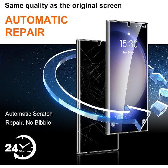 UniqueMe [2+2+1Pack] Compatible for Samsung Galaxy S23 Ultra 6.8 inch Screen Protector Flexible TPU, Camera Lens Protector with Installation Frame,