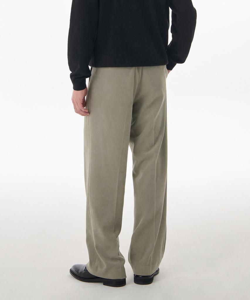 Musinsa Standard Brushed Two-Tuck Wide Hidden Elastic Waist Slacks [Khaki Beige]