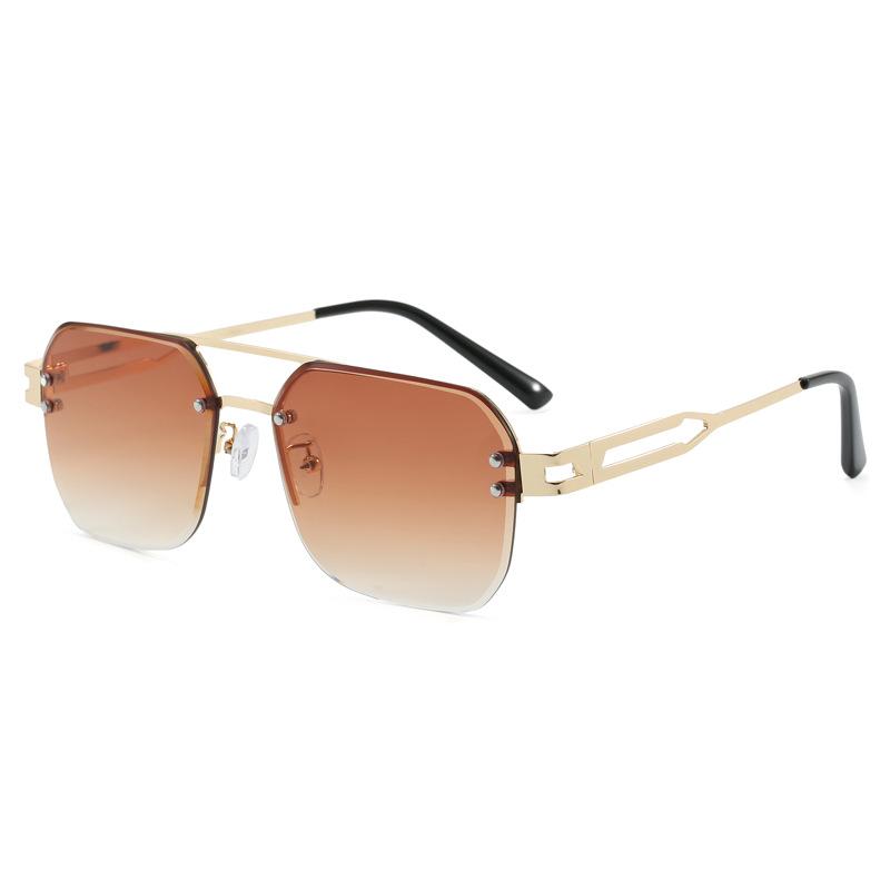 

Rimless Cut Edge Sunglasses Men Fashion Stylish Double Bridge Sun Glasses for Women Driving Fishing Men s Sunglass