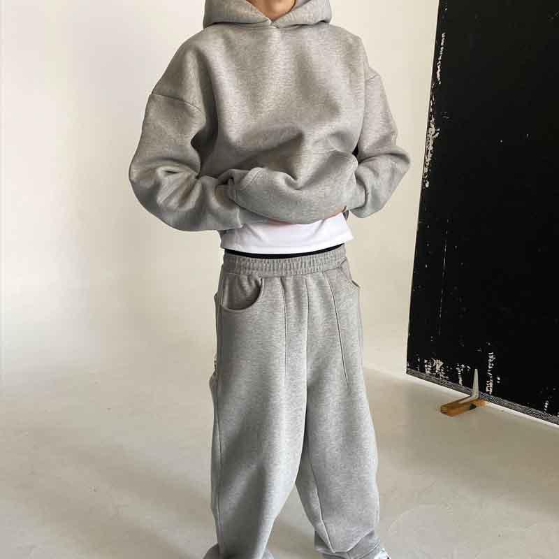 Womens Gothic Streetwear Hooded Zip-Up Sweatshirt Pants Set Casual Long Sleeve Solid Color Oversized Fit