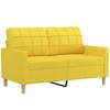 2 Piece Sofa Set with Cushions Light Yellow Fabric