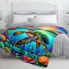 Individuelle Meeresschildkröten-Decke Ozean-Sonnenuntergangs-Design Personalisierter Name Fleece-Überwurf Ganzjahres-Weich Warm Bettwäsche Heimdeko Geschenk