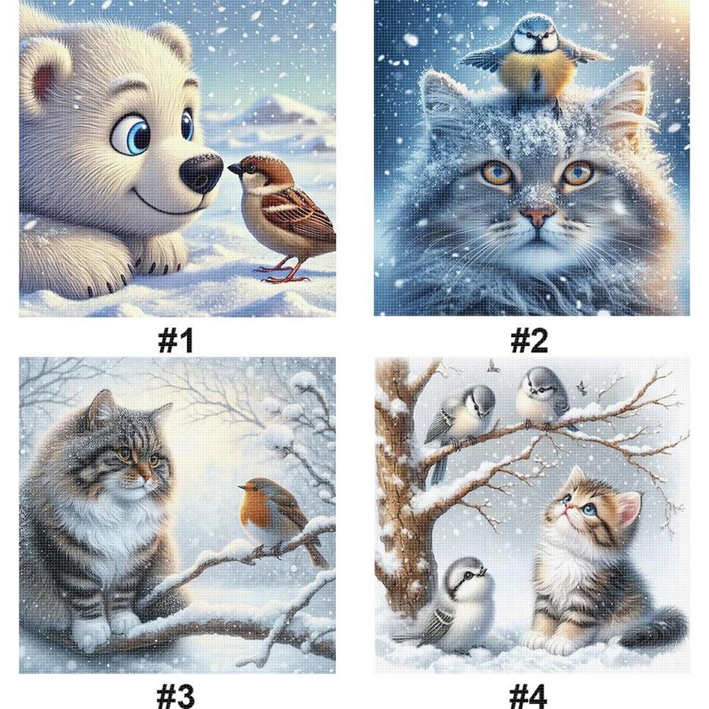 Winter Animal Printed Cross Stitch Kit DIY 11CT Embroidery Craft Set Home Decor