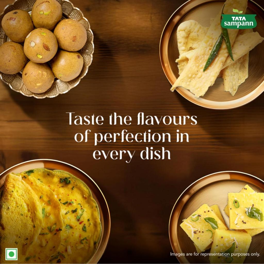 Tata Sampann Fine Chana Dal Besan Gram Flour 500g Pack | 100% Natural Unpolished Dal | Premium Quality Flour for Snacks & Sweets