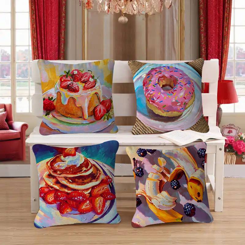 Color Food Art Pillow Cover Sofa Cushion Cover Home Room Decoration Children Gift