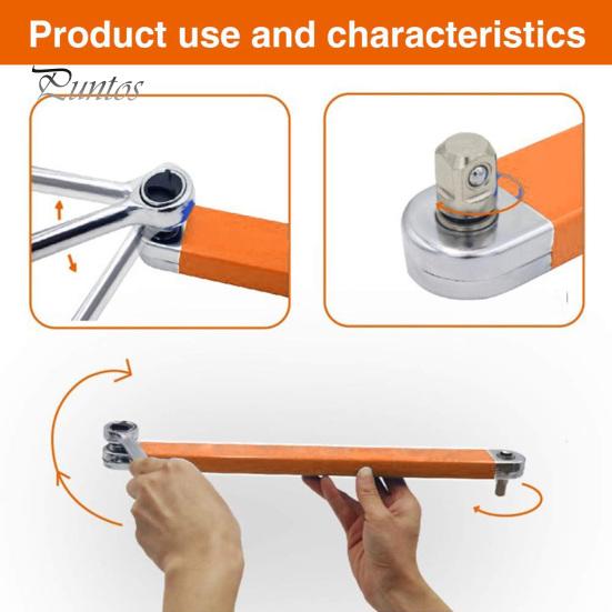 Offset Extension Wrench Square Drive Adapters Rustproof Corrosion Resistant Sturdy Universal Extension Wrench Tool Set