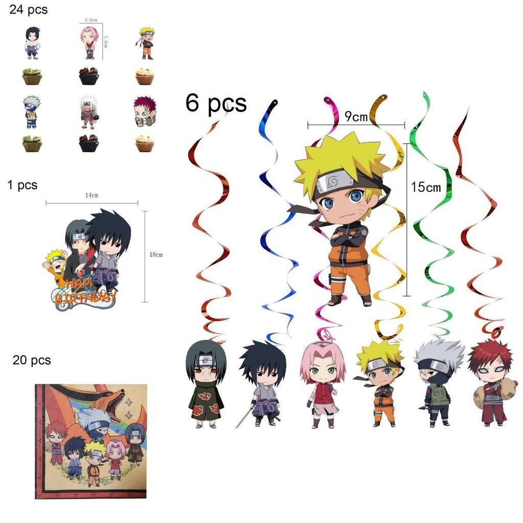 Vibrant Naruto Ninja Theme Birthday Party Supplies Including Banners And Cake Toppers
