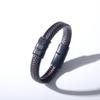 Anti-static Men's Stainless Steel Leather Magnetic Bracelet - European Retro Style