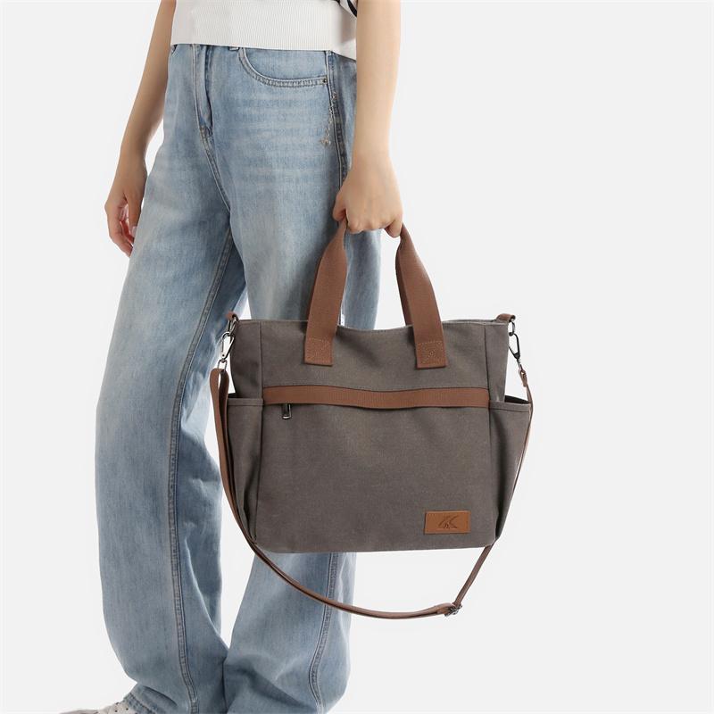 Women's Large Capacity Tote Bag Retro Student Crossbody Bag Canvas Shoulder Bag