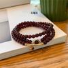Bracciale con Perle di Cristallo di Granato Rosso Naturale da Donna Perline Rotonde da 4,5 mm Design Multi-Strato Impilabile Gioielli Minimalisti Fatti a Mano