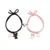Love Magnet Black & White Cat Moon Pendant Couple Bracelet Set