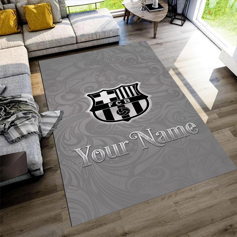 Barcelona Club Personalized Name Floor Rug Office Rug Perfect for Foyer Game Room Entryway Dormitory Antislip Carpet Anime Office Decor